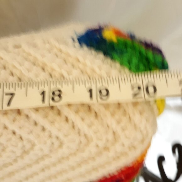 Hand Crochet Chevron Rainbow Afghan Cream Primary Colors Acrylic - Picture 5 of 5